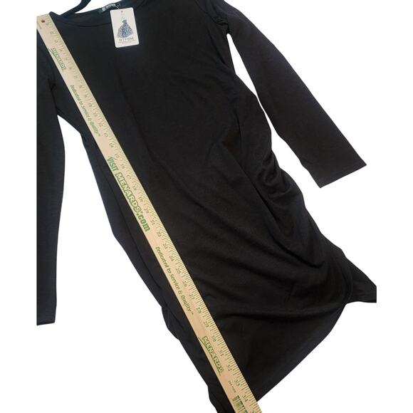BTFBM Long Sleeve Shirt Dress, Ruched Side, Black, M, NWT - Picture 6 of 7